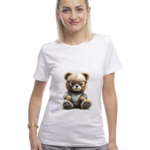 Bono Футболка жіноча прямого крою 950102 колір білий принт ведмежатко 52