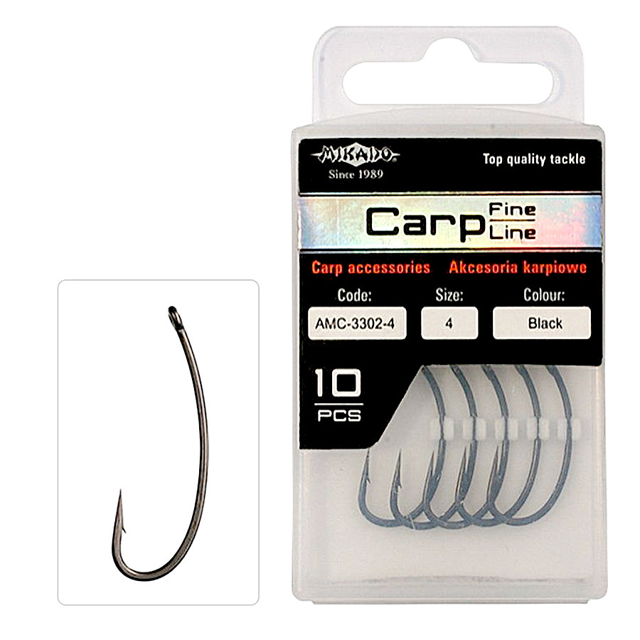 Гачок Mikado Carp Fine Line No6 (вушко) 10 шт. (чорний) купити в Україні OnRiver.com.ua Гачок Mikado Carp Fine Line No6 (вушко) 10 шт. (чорний)