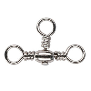 Вертлюжок потрійний Mikado Т-подібний No8 20 кг 5 шт./пач. (нікель)