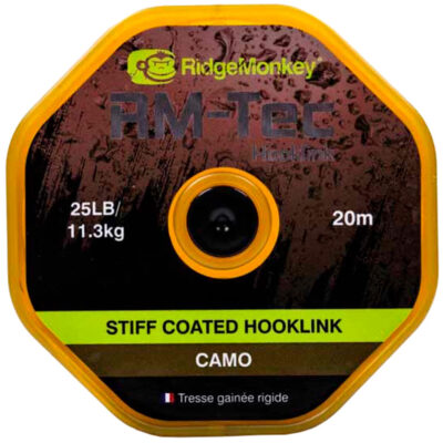 Повідцевий матеріал RidgeMonkey RM-Tec Stiff Coated Hooklink Camo 25lb 20 м