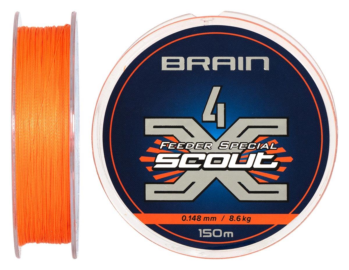 Шнур Brain Scout 4X 150m (fluoro Orange) 0.148mm 8.6kg купити в Україні OnRiver.com.ua Шнур Brain Scout 4X 150m (fluoro Orange) 0.148mm 8.6kg