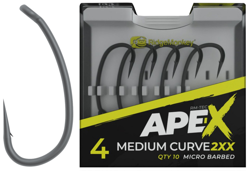 Гачок короповий RidgeMonkey Ape-X Medium Curve 2XX з борідкою #6 (10 шт./упа) купити в Україні OnRiver.com.ua Гачок короповий RidgeMonkey Ape-X Medium Curve 2XX з борідкою #6 (10 шт./упа)