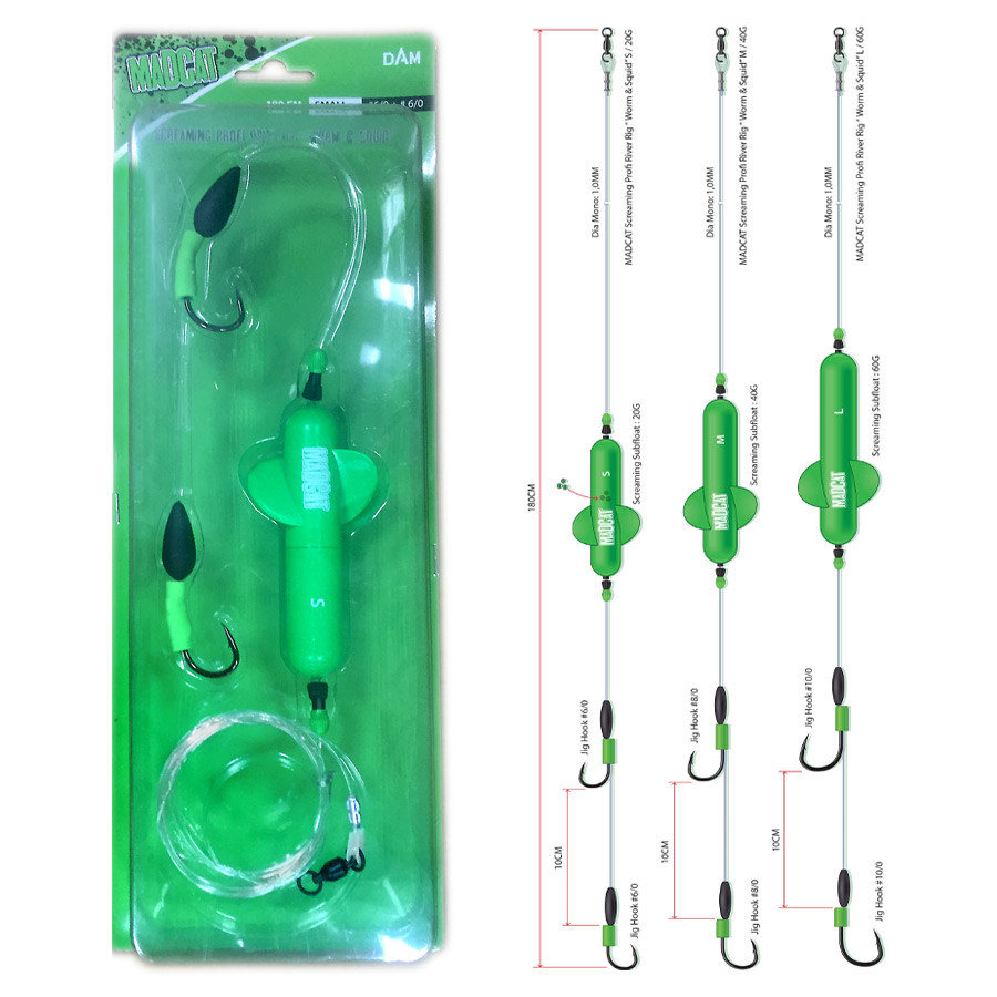 Оснащення сомове MADCAT® Screaming Profi River Rig "WORM & SQUID" S, 1,8м 20гр купити в Україні OnRiver.com.ua Оснащення сомове MADCAT® Screaming Profi River Rig "WORM & SQUID" S, 1,8м 20гр