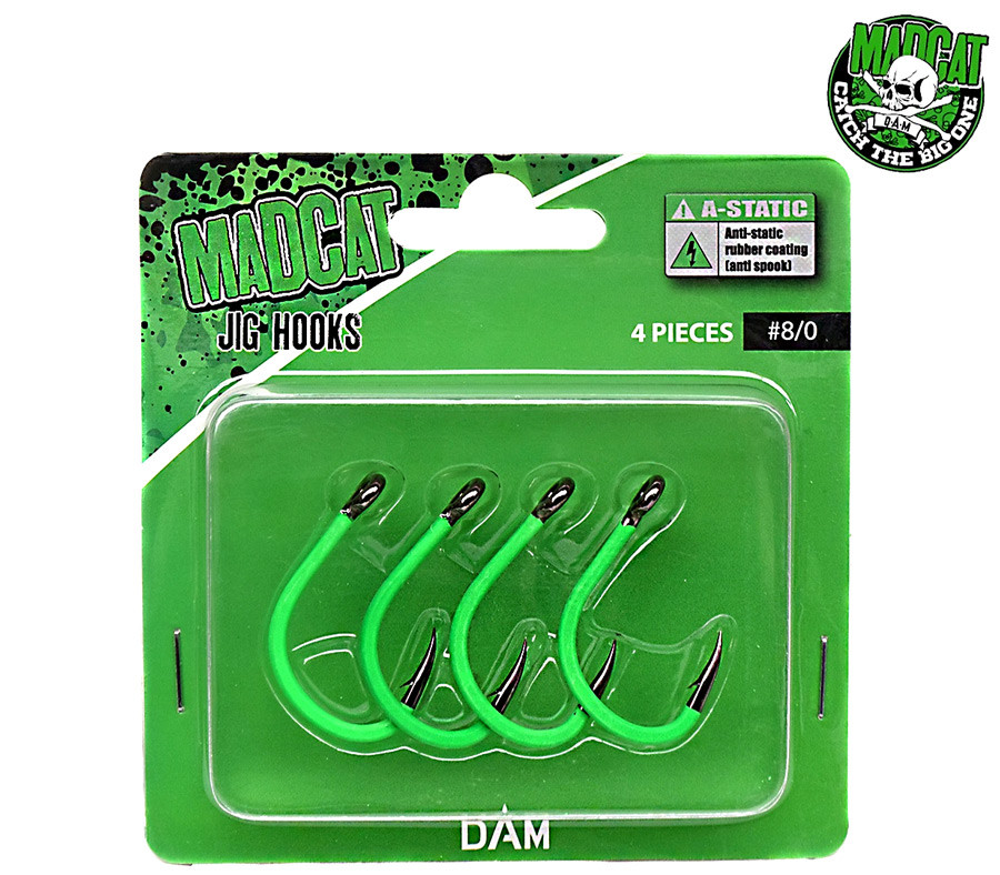 Гачок сомовий DAM MADCAT® A-STATIC JIG Hook №8/0 4шт. (green) купити в Україні OnRiver.com.ua Гачок сомовий DAM MADCAT® A-STATIC JIG Hook №8/0 4шт. (green)