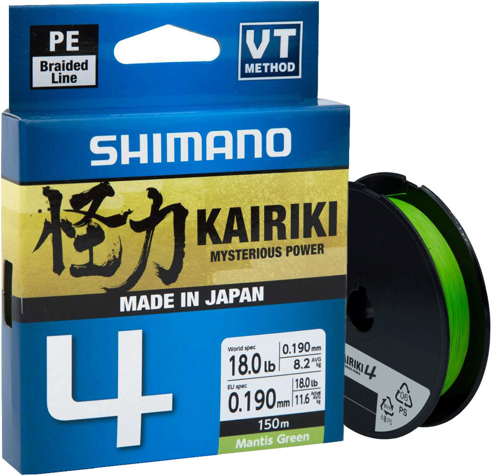 Шнур Shimano Kairiki 4 PE (Mantis Green) 150m 0.06mm 4.4kg купити в Україні OnRiver.com.ua Шнур Shimano Kairiki 4 PE (Mantis Green) 150m 0.06mm 4.4kg