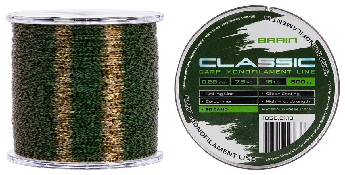 Леска Brain Classic Carp Line (3D camo) 600m 0.28mm 18lb 7.9kg купити в Україні OnRiver.com.ua Леска Brain Classic Carp Line (3D camo) 600m 0.28mm 18lb 7.9kg