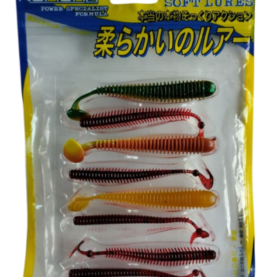 Силикон Nomura Gator (съедобный) 87,5мм 5гр. цвет-028mix (glitter green) 8шт