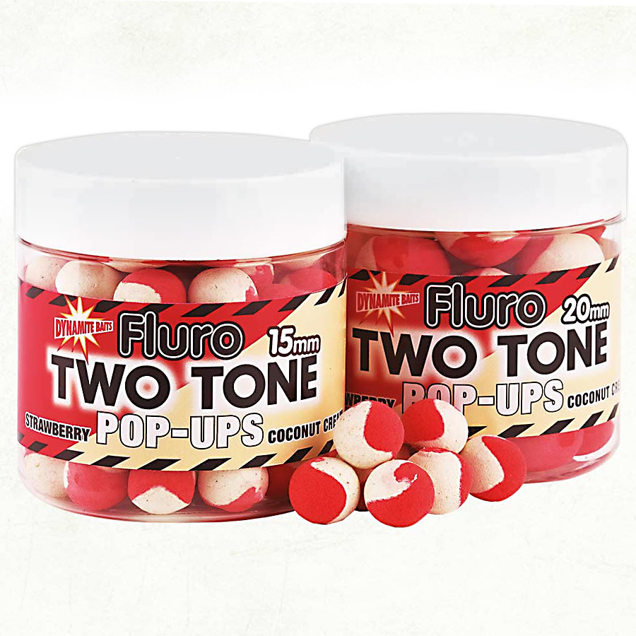 Бойлы Dynamite Baits Two Tone Strawberry&Coconut Cream Fluro Pop-Ups 15mm 100g купити в Україні OnRiver.com.ua Бойлы Dynamite Baits Two Tone Strawberry&Coconut Cream Fluro Pop-Ups 15mm 100g