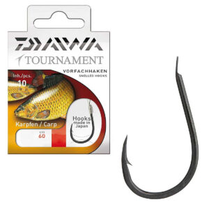 Гачок с повідцем Daiwa Tournament Carp Black №6 0.25mm 60cm 10pcs (14450-006)