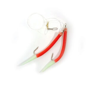Морський монтаж Fladen Rubber Mac red lumi tail rig 12/0 2-hook (17-661200)