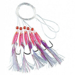 Морський монтаж Fladden Pink rubber with white feathers 5-hooks #6 (1201-6)