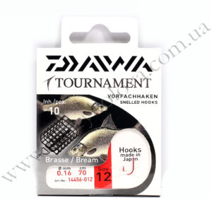 Гачки з повідцем Daiwa Tournament Bream №12 0.16mm 70cm 10pcs (14456-012)