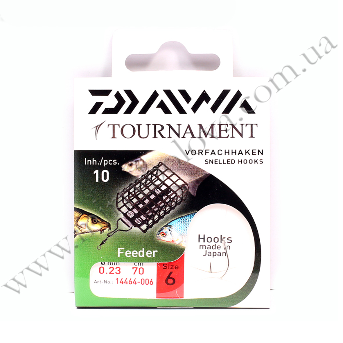 Гачки з повідцем Daiwa Tournament Feeder Hook #6 70см 0,23мм 10pcs (14464-006) купити в Україні OnRiver.com.ua Гачки з повідцем Daiwa Tournament Feeder Hook #6 70см 0,23мм 10pcs (14464-006)