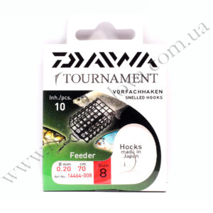 Гачки с повідцем Daiwa Tournament Feeder Hook #8 70cm 0.20mm 10pcs (14464-008)
